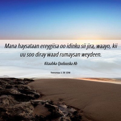 Picture 06 - Yooxanaa 5:38 SOM - Mana haysataan ereygiisa oo idinku sii jira, - Bible Verse Picture