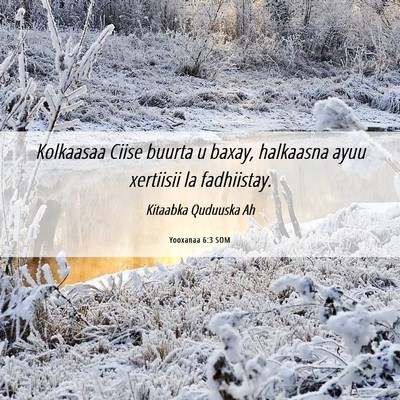 Picture 06 - Yooxanaa 6:3 SOM - Kolkaasaa Ciise buurta u baxay, halkaasna ayuu - Bible Verse Picture