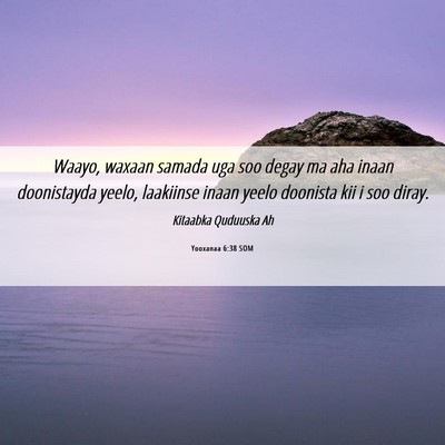 Picture 06 - Yooxanaa 6:38 SOM - Waayo, waxaan samada uga soo degay ma aha inaan - Bible Verse Picture