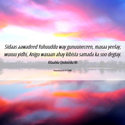 Picture 06 - Yooxanaa 6:41 SOM - Sidaas aawadeed Yuhuuddu way gunuuneceen, maxaa - Bible Verse Picture