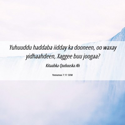 Picture 06 - Yooxanaa 7:11 SOM - Yuhuuddu haddaba iidday ka dooneen, oo waxay - Bible Verse Picture