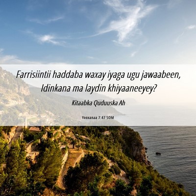 Picture 06 - Yooxanaa 7:47 SOM - Farrisiintii haddaba waxay iyaga ugu jawaabeen, - Bible Verse Picture