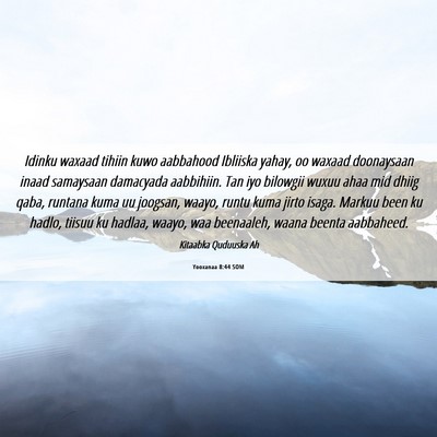 Picture 06 - Yooxanaa 8:44 SOM - Idinku waxaad tihiin kuwo aabbahood Ibliiska - Bible Verse Picture