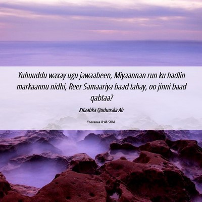 Picture 06 - Yooxanaa 8:48 SOM - Yuhuuddu waxay ugu jawaabeen, Miyaannan run ku - Bible Verse Picture