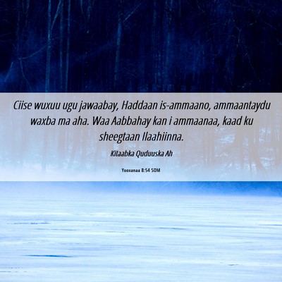 Picture 06 - Yooxanaa 8:54 SOM - Ciise wuxuu ugu jawaabay, Haddaan is-ammaano, - Bible Verse Picture