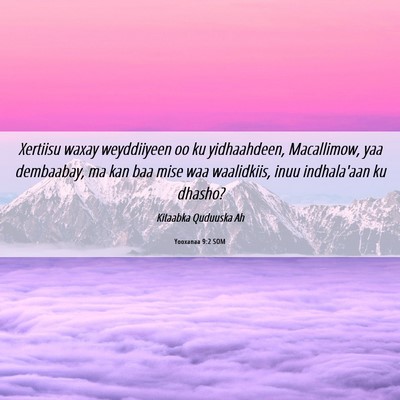 Picture 06 - Yooxanaa 9:2 SOM - Xertiisu waxay weyddiiyeen oo ku yidhaahdeen, - Bible Verse Picture