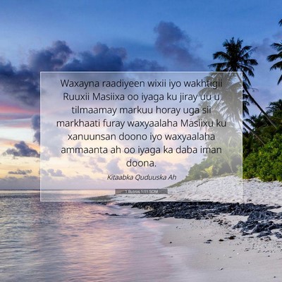 Picture 07 - 1 Butros 1:11 SOM - Waxayna raadiyeen wixii iyo wakhtigii Ruuxii - Bible Verse Picture