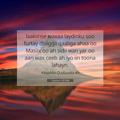 Picture 07 - 1 Butros 1:19 SOM - laakiinse waxaa laydinku soo furtay dhiiggii - Bible Verse Picture