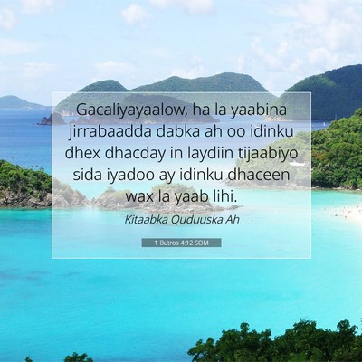 Picture 07 - 1 Butros 4:12 SOM - Gacaliyayaalow, ha la yaabina jirrabaadda dabka - Bible Verse Picture
