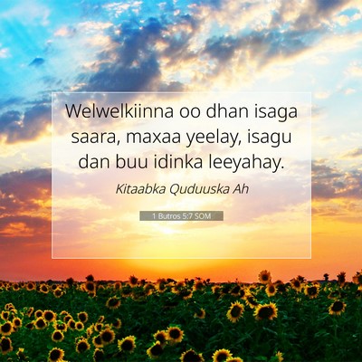 Picture 07 - 1 Butros 5:7 SOM - Welwelkiinna oo dhan isaga saara, maxaa yeelay, - Bible Verse Picture