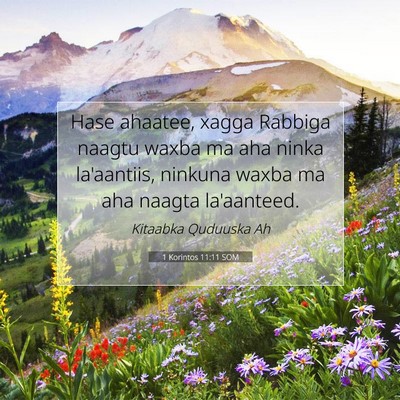 Picture 07 - 1 Korintos 11:11 SOM - Hase ahaatee, xagga Rabbiga naagtu waxba ma aha - Bible Verse Picture
