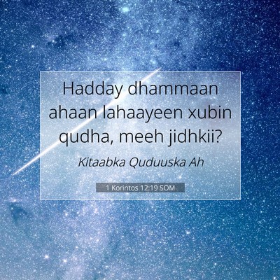 Picture 07 - 1 Korintos 12:19 SOM - Hadday dhammaan ahaan lahaayeen xubin qudha, meeh - Bible Verse Picture