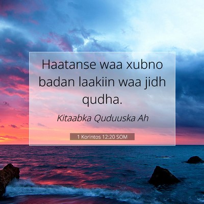 Picture 07 - 1 Korintos 12:20 SOM - Haatanse waa xubno badan laakiin waa jidh - Bible Verse Picture