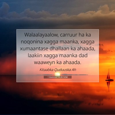 Picture 07 - 1 Korintos 14:20 SOM - Walaalayaalow, carruur ha ka noqonina xagga - Bible Verse Picture