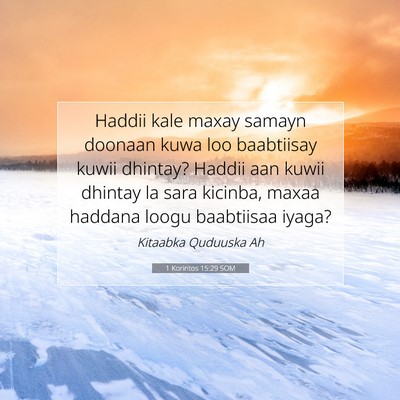 Picture 07 - 1 Korintos 15:29 SOM - Haddii kale maxay samayn doonaan kuwa loo - Bible Verse Picture