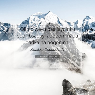 Picture 07 - 1 Korintos 7:23 SOM - Qiimo weyn baa laydinku soo iibsaday; addoommada - Bible Verse Picture