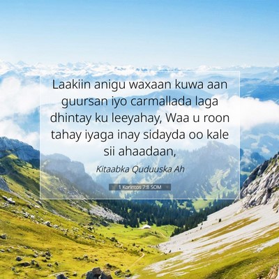 Picture 07 - 1 Korintos 7:8 SOM - Laakiin anigu waxaan kuwa aan guursan iyo - Bible Verse Picture