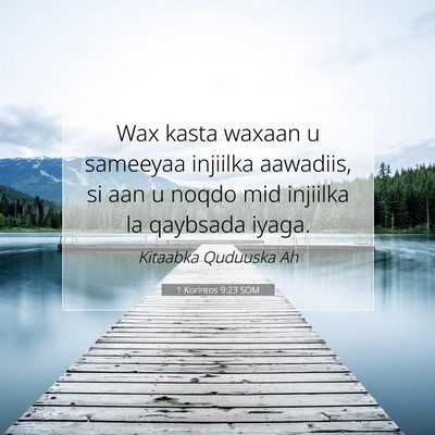 Picture 07 - 1 Korintos 9:23 SOM - Wax kasta waxaan u sameeyaa injiilka aawadiis, si - Bible Verse Picture