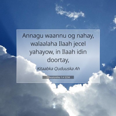 Picture 07 - 1 Tesaloniika 1:4 SOM - Annagu waannu og nahay, walaalaha Ilaah jecel - Bible Verse Picture