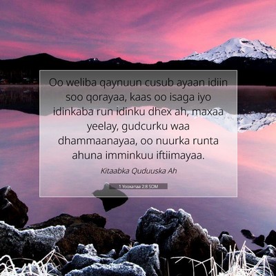 Picture 07 - 1 Yooxanaa 2:8 SOM - Oo weliba qaynuun cusub ayaan idiin soo qorayaa, - Bible Verse Picture