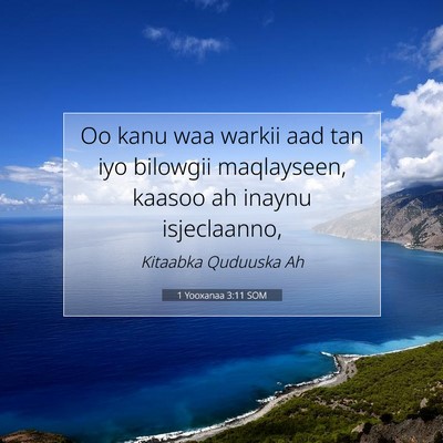 Picture 07 - 1 Yooxanaa 3:11 SOM - Oo kanu waa warkii aad tan iyo bilowgii - Bible Verse Picture