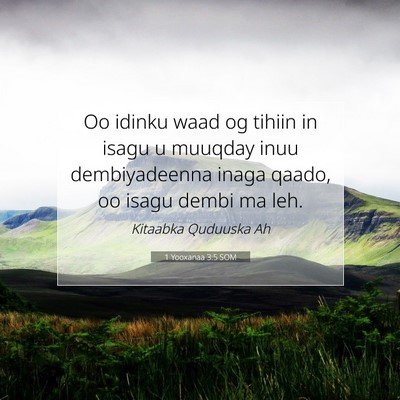 Picture 07 - 1 Yooxanaa 3:5 SOM - Oo idinku waad og tihiin in isagu u muuqday inuu - Bible Verse Picture