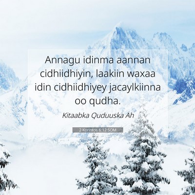 Picture 07 - 2 Korintos 6:12 SOM - Annagu idinma aannan cidhiidhiyin, laakiin waxaa - Bible Verse Picture