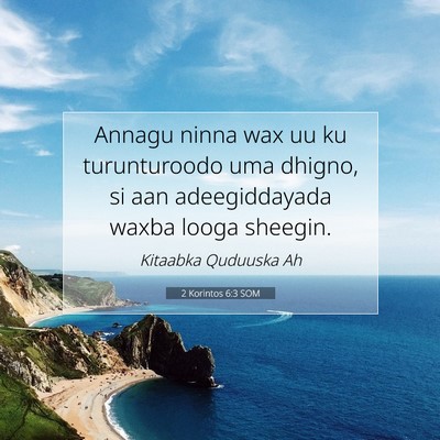 Picture 07 - 2 Korintos 6:3 SOM - Annagu ninna wax uu ku turunturoodo uma dhigno, - Bible Verse Picture