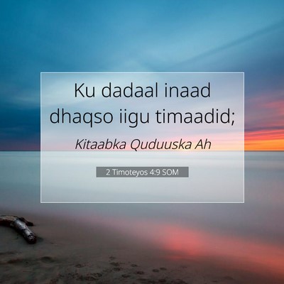 Picture 07 - 2 Timoteyos 4:9 SOM - Ku dadaal inaad dhaqso iigu - Bible Verse Picture