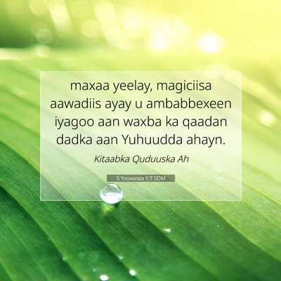 Picture 07 - 3 Yooxanaa 1:7 SOM - maxaa yeelay, magiciisa aawadiis ayay u - Bible Verse Picture