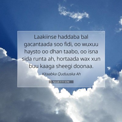 Picture 07 - Ayuub 1:11 SOM - Laakiinse haddaba bal gacantaada soo fidi, oo - Bible Verse Picture