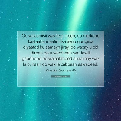 Picture 07 - Ayuub 1:4 SOM - Oo wiilashiisii way tegi jireen, oo midkood - Bible Verse Picture