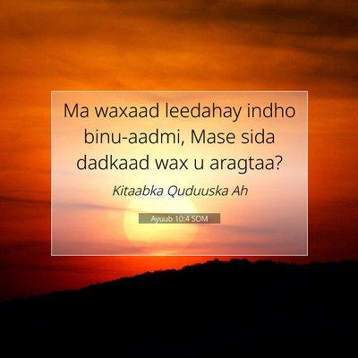 Picture 07 - Ayuub 10:4 SOM - Ma waxaad leedahay indho binu-aadmi, Mase sida - Bible Verse Picture