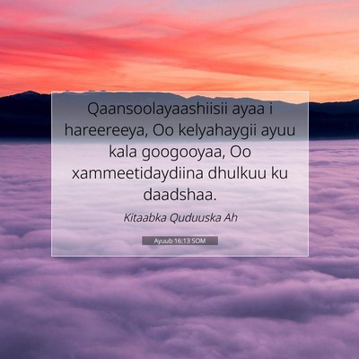 Picture 07 - Ayuub 16:13 SOM - Qaansoolayaashiisii ayaa i hareereeya, Oo - Bible Verse Picture