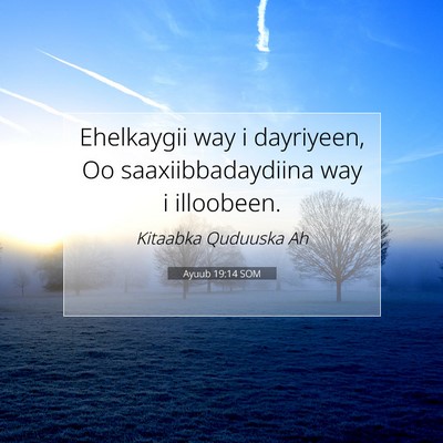 Picture 07 - Ayuub 19:14 SOM - Ehelkaygii way i dayriyeen, Oo saaxiibbadaydiina - Bible Verse Picture