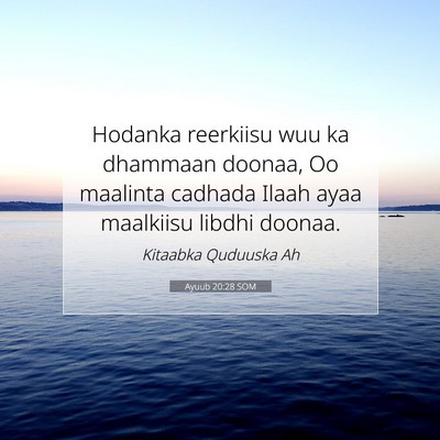 Picture 07 - Ayuub 20:28 SOM - Hodanka reerkiisu wuu ka dhammaan doonaa, Oo - Bible Verse Picture