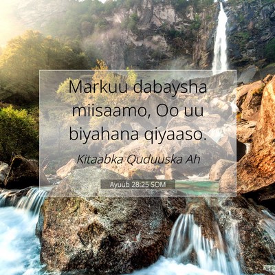 Picture 07 - Ayuub 28:25 SOM - Markuu dabaysha miisaamo, Oo uu biyahana - Bible Verse Picture