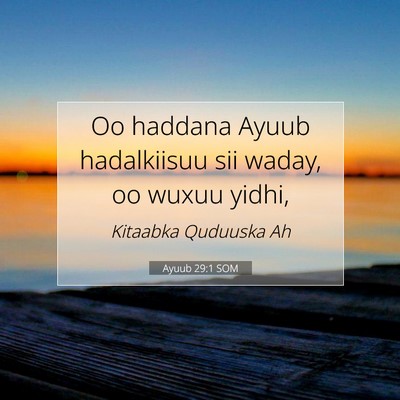 Picture 07 - Ayuub 29:1 SOM - Oo haddana Ayuub hadalkiisuu sii waday, oo wuxuu - Bible Verse Picture