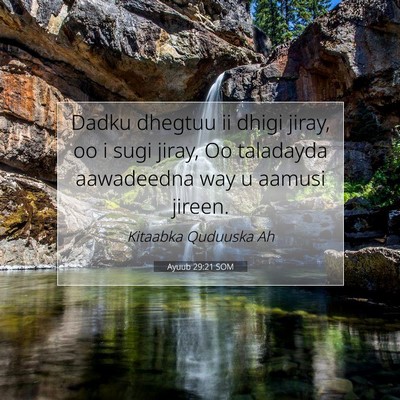 Picture 07 - Ayuub 29:21 SOM - Dadku dhegtuu ii dhigi jiray, oo i sugi jiray, Oo - Bible Verse Picture