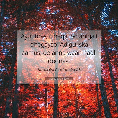 Picture 07 - Ayuub 33:31 SOM - Ayuubow, i maqal oo aniga i dhegayso: Adigu iska - Bible Verse Picture