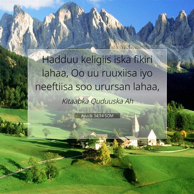 Picture 07 - Ayuub 34:14 SOM - Hadduu keligiis iska fikiri lahaa, Oo uu ruuxiisa - Bible Verse Picture