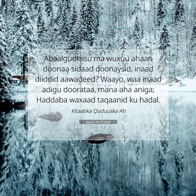 Picture 07 - Ayuub 34:33 SOM - Abaalgudkiisu ma wuxuu ahaan doonaa sidaad - Bible Verse Picture