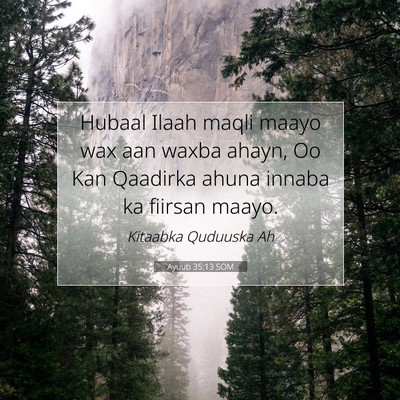 Picture 07 - Ayuub 35:13 SOM - Hubaal Ilaah maqli maayo wax aan waxba ahayn, Oo - Bible Verse Picture