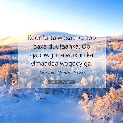 Picture 07 - Ayuub 37:9 SOM - Koonfurta waxaa ka soo baxa duufaanka, Oo - Bible Verse Picture