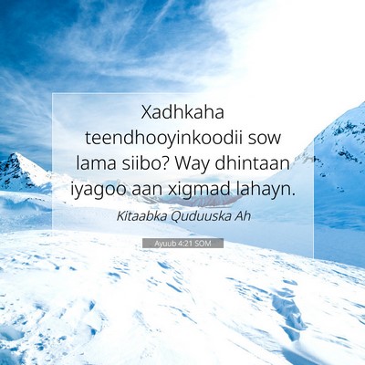 Picture 07 - Ayuub 4:21 SOM - Xadhkaha teendhooyinkoodii sow lama siibo? Way - Bible Verse Picture