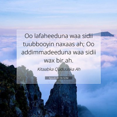 Picture 07 - Ayuub 40:18 SOM - Oo lafaheeduna waa sidii tuubbooyin naxaas ah; Oo - Bible Verse Picture