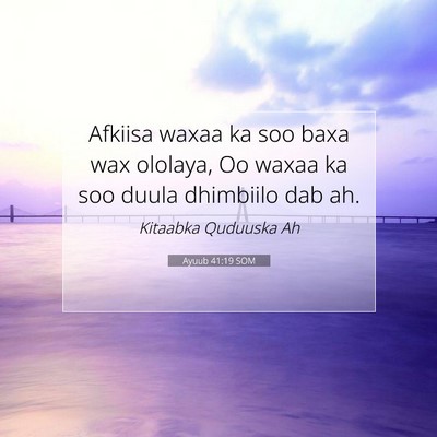 Picture 07 - Ayuub 41:19 SOM - Afkiisa waxaa ka soo baxa wax ololaya, Oo waxaa - Bible Verse Picture