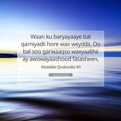 Picture 07 - Ayuub 8:8 SOM - Waan ku baryayaaye bal qarniyadii hore wax - Bible Verse Picture