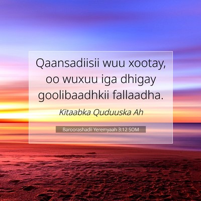 Picture 07 - Baroorashadii Yeremyaah 3:12 SOM - Qaansadiisii wuu xootay, oo wuxuu iga dhigay - Bible Verse Picture