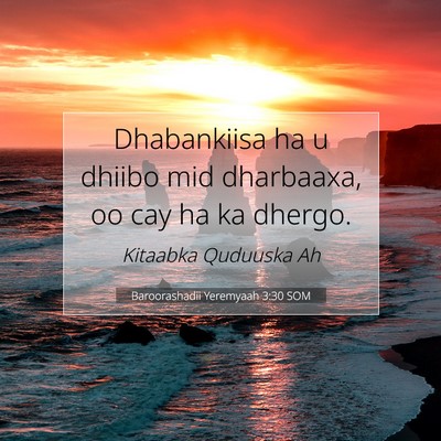 Picture 07 - Baroorashadii Yeremyaah 3:30 SOM - Dhabankiisa ha u dhiibo mid dharbaaxa, oo cay ha - Bible Verse Picture
